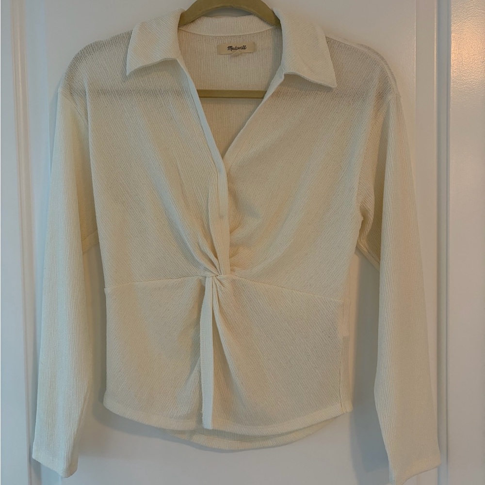 Madewell Ivory Twist Front Blouse